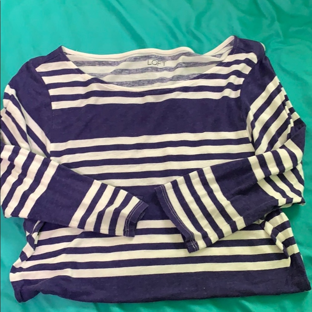 Loft purple and white stripped long sleeve !